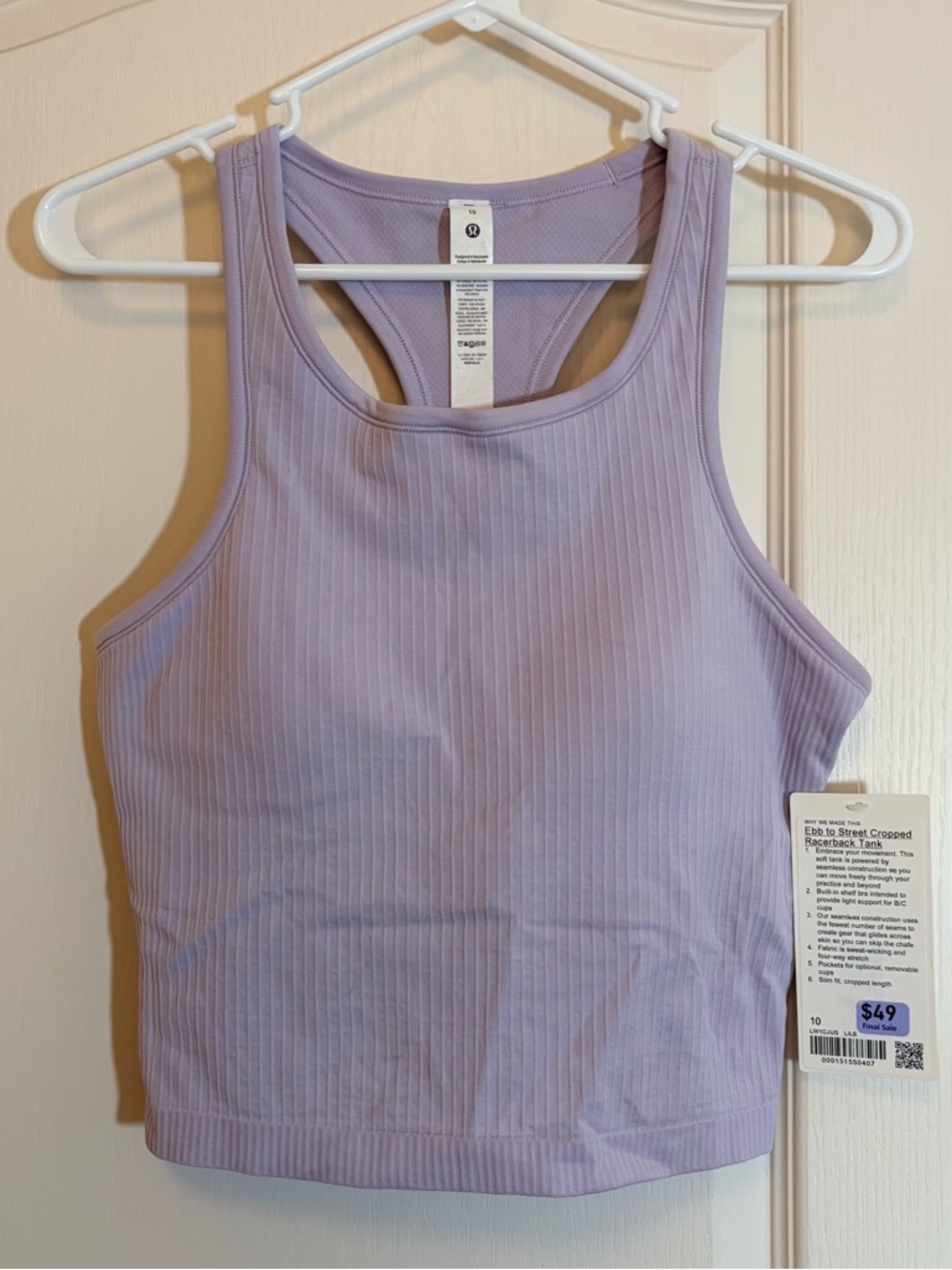 Lululemon Ebb To Street cropped Racerback Tank   New With Tags